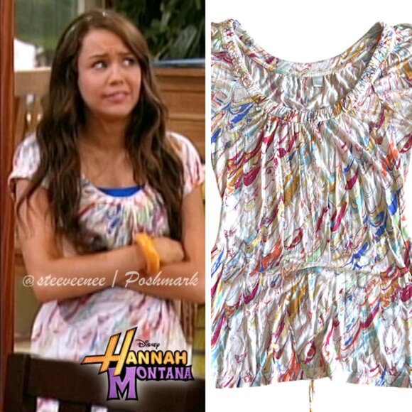 RARE Multicolor Marble Print Top ASO Miley Stewart - Picture 2 of 9